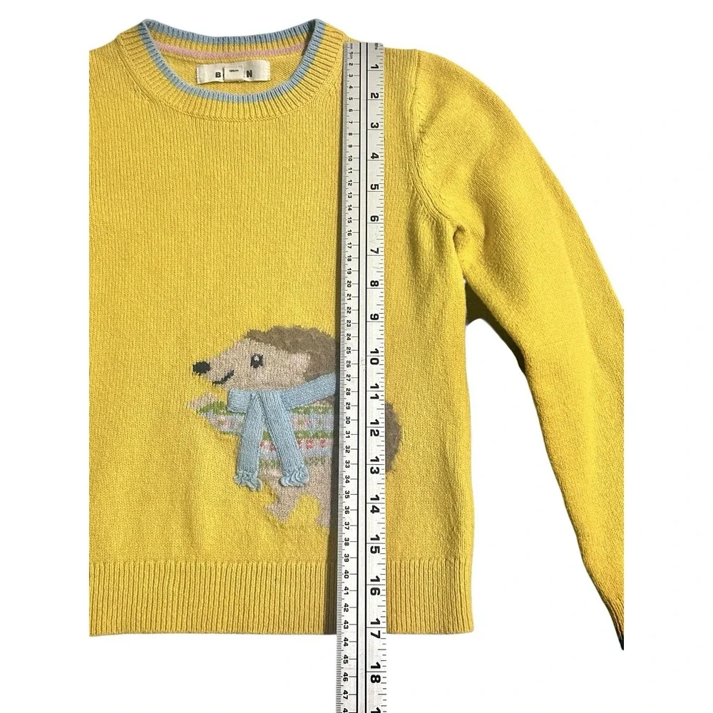 Mini Boden Sweater Girls Yellow Mustard Hedgehog Knit‎ Size 128/8 Cute